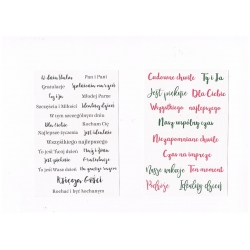 Napisy  -   2 karty o wymiarach  15 x 10 cm